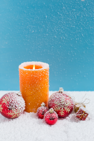 candle and snowの写真素材
