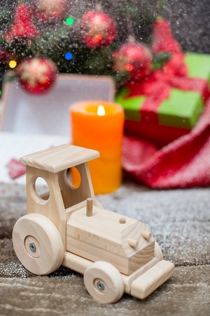 Christmas holiday concept with gift boxes and toysの写真素材