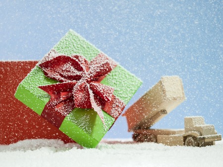 christmas decoration with vintage toys retro styleの写真素材