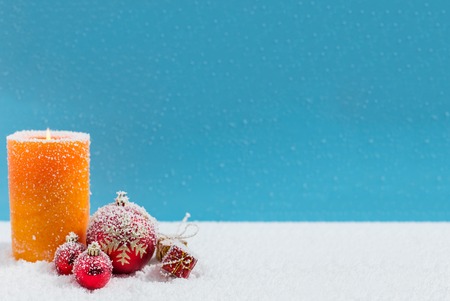 candle and snowの写真素材
