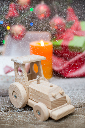 Christmas holiday concept with gift boxes and toysの写真素材