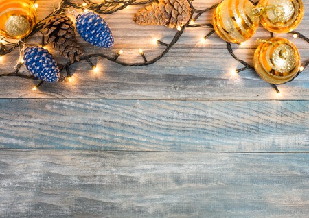 Vintage Christmas background with Christmas decorationの写真素材