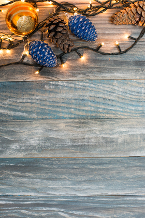 Vintage Christmas background with Christmas decorationの写真素材