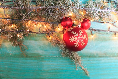 Christmas background with chalkboard and presents.Retro filter effectの写真素材