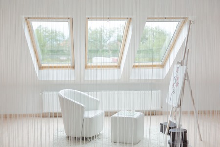 Horizontal picture of bright living room arrangementの写真素材