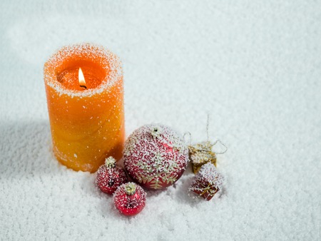 candle and snowの写真素材