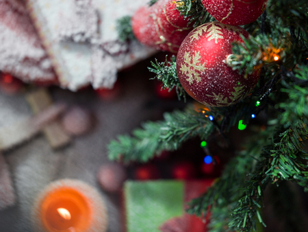 Christmas ornaments on the Christmas treeの写真素材