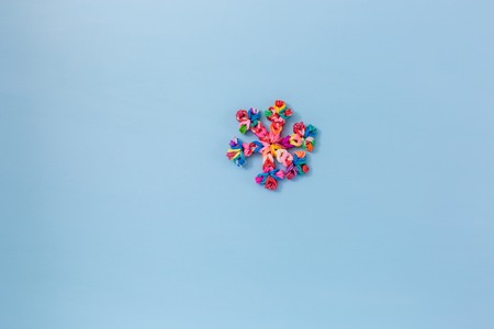 Snowflake big close up. Bokeh a background. Toning is blueの写真素材