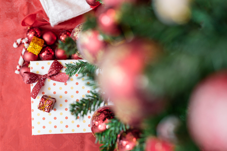 Christmas decoration on tree, candle, joy, christmas timeの写真素材