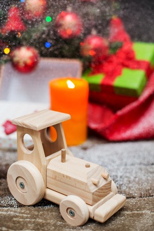 wooden toy. Christmas background.の写真素材
