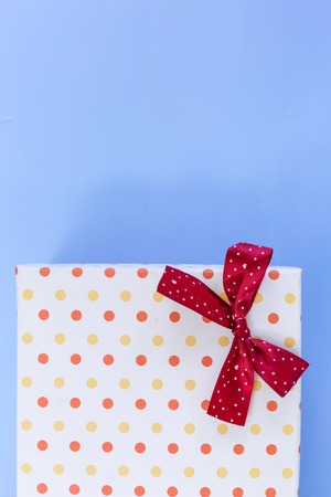 Christmas gift box with decorationsの写真素材