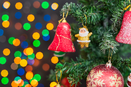 Decorated Christmas tree and Christmas giftsの写真素材