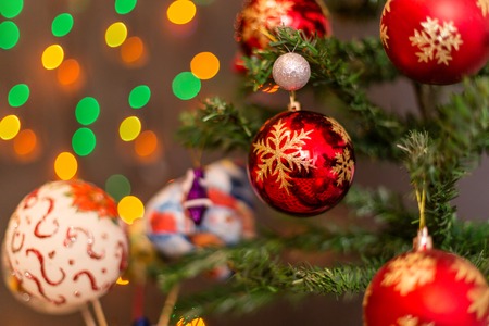 Christmas decoration on tree, candle, joy, christmas timeの写真素材