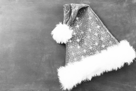 Christmas background with chalkboard and presents.Retro filter effectの写真素材