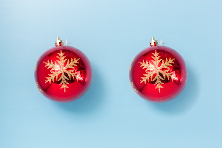 Christmas balls on blue backgroundの写真素材