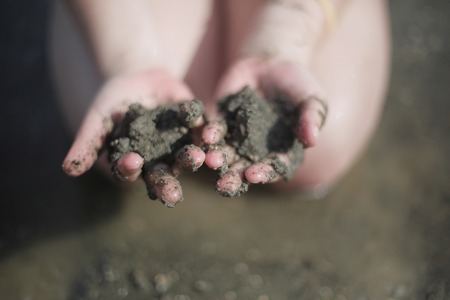 Beauty, health. Attractive girl on beachの写真素材