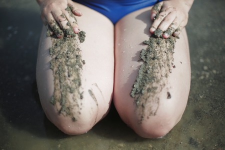 Beauty, health. Attractive girl on beachの写真素材