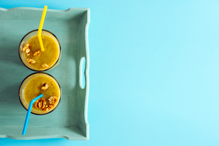 banana smoothies with milkの写真素材