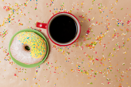 donuts and Coffee cupの写真素材