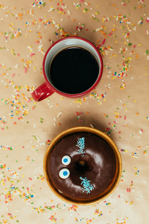 donuts and Coffee cupの写真素材