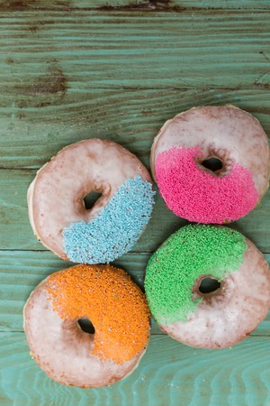 various baked donuts, sweet foodの写真素材