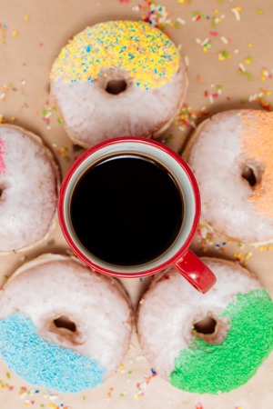 donuts and Coffee cupの写真素材