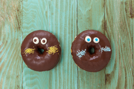 various baked donuts, sweet foodの写真素材