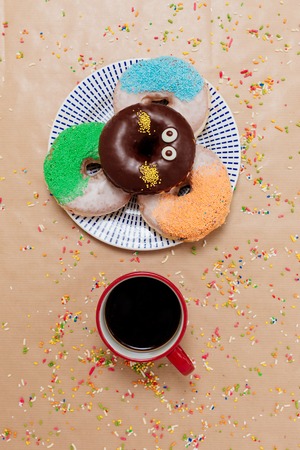 donuts and Coffee cupの写真素材
