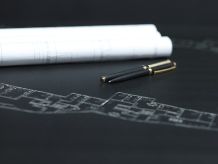 presenting the blueprint of a new houseの写真素材