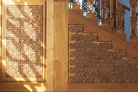 Old Decorative Islamic Wood Art Backgroundの写真素材