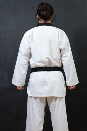 man practicing karateの写真素材