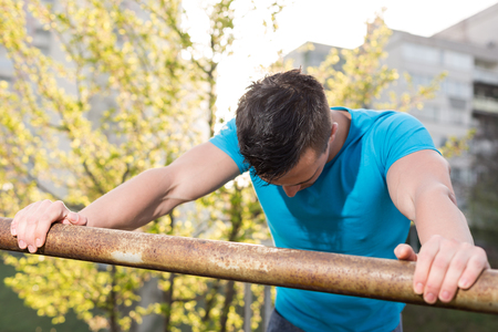 Portrait Of Male Runner strechingの写真素材