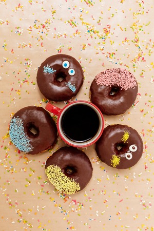 fresh donuts with coffeeの写真素材
