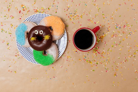 fresh donuts with coffeeの写真素材