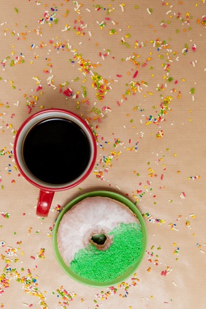 fresh donut with coffeeの写真素材