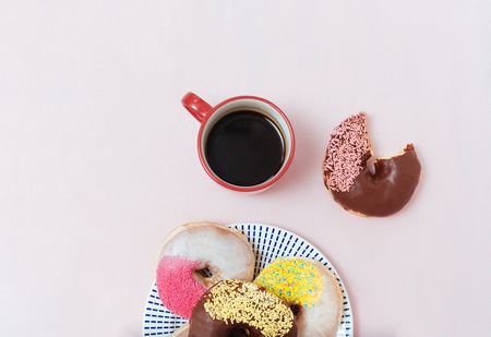 fresh donuts with coffeeの写真素材
