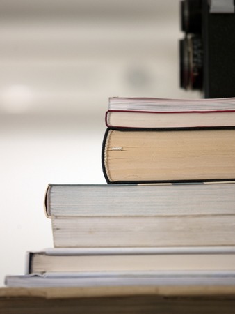 stack of Old books isolated on whiteの写真素材