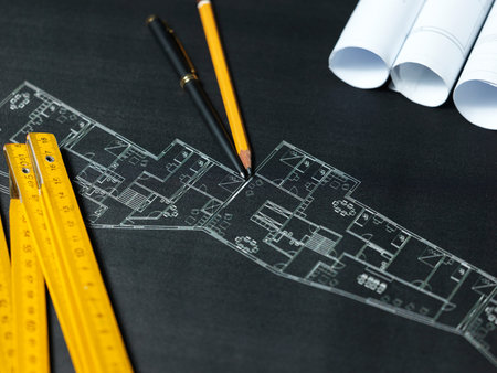 presenting the blueprint of a new house