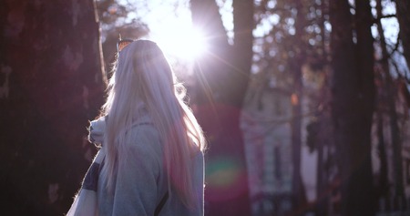 Beautiful blonde woman smiling to the cameraの写真素材