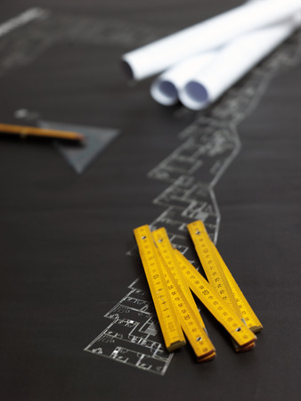 presenting the blueprint of a new houseの写真素材