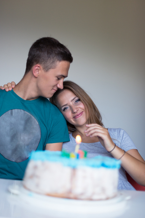 high school students celebrating birthdayの写真素材