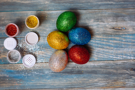 DIY project and new creative idea how to color Easter eggsの写真素材
