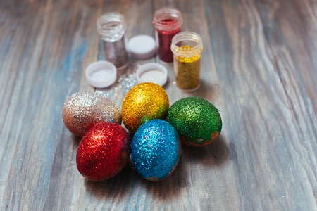 DIY project and new creative idea how to color Easter eggsの写真素材