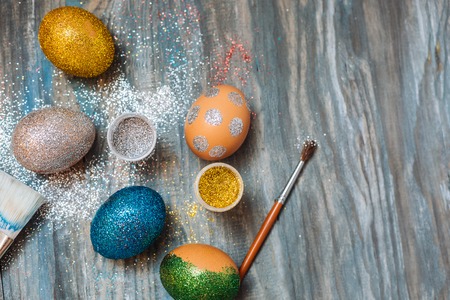 DIY project and new creative idea how to color Easter eggsの写真素材
