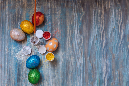 DIY project and new creative idea how to color Easter eggsの写真素材