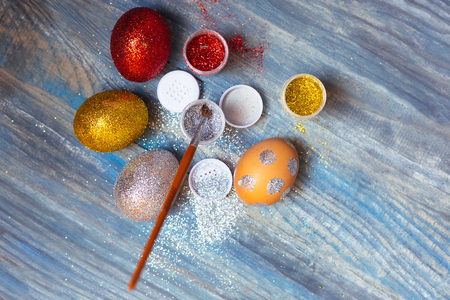 Coloring Easter Eggsの写真素材