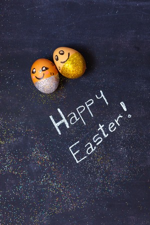 Colorful Easter eggs, happy easterの写真素材