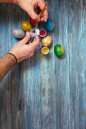 Coloring Easter Eggsの写真素材