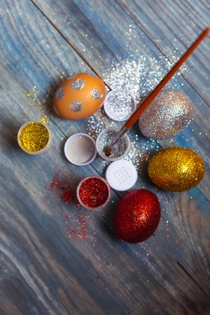 Coloring Easter Eggsの写真素材