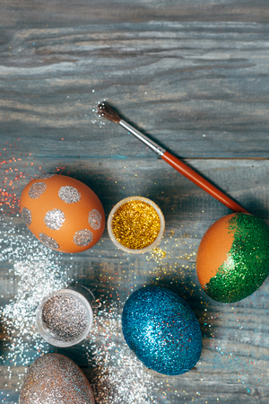 DIY project and new creative idea how to color Easter eggsの写真素材